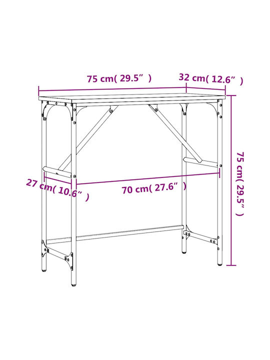 Console Table Wood & Metal Sonoma Δρυς L75xW32xH75cm