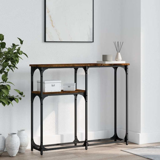Console Table Wood & Metal Καπνιστή Δρυς L90xW22.5xH75cm