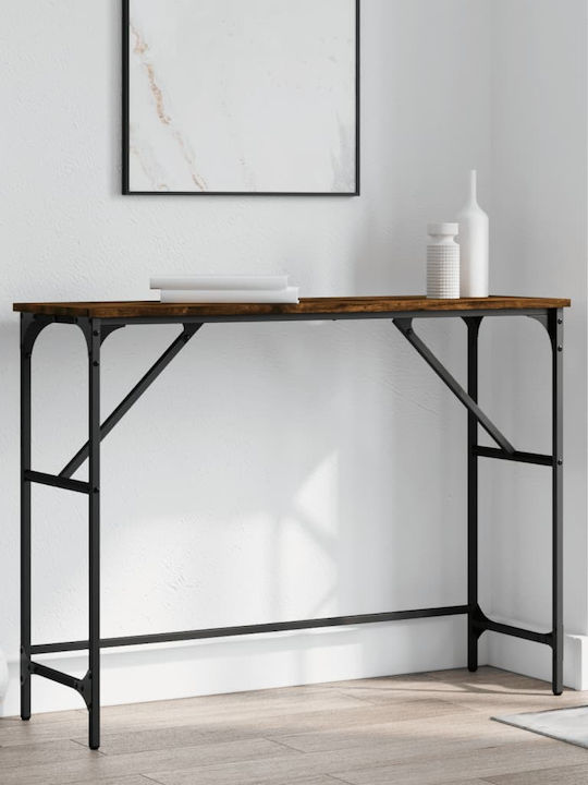 Console Table Wood & Metal Καπνιστή Δρυς L100xW32xH75cm