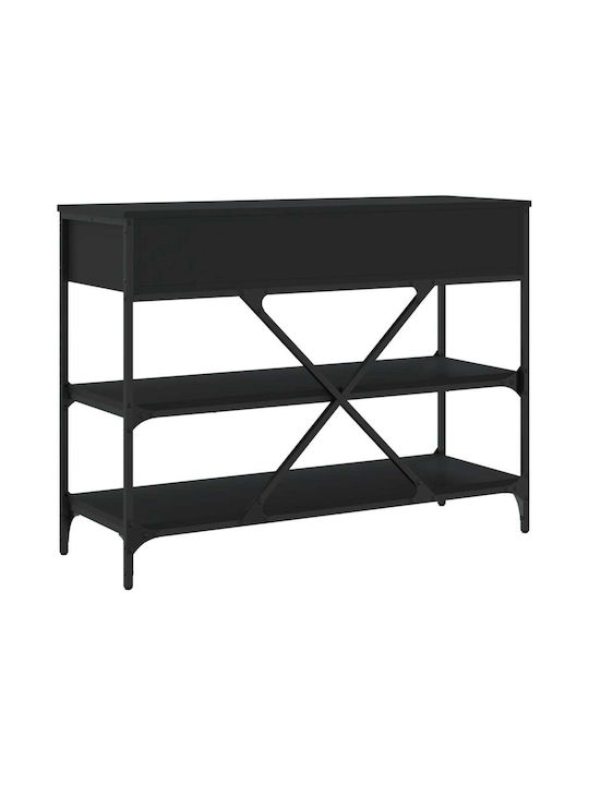 Console Table Wood & Metal Black Velvet-Black Metal L100xW34.5xH75cm