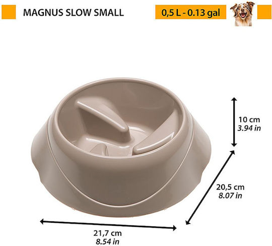 Ferplast Magnus Plastic Bowl Food & Water Slow Feeder for Dog with Base 500ml 21.7cm (Various Colors)