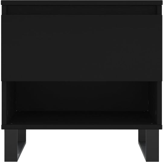 Masă Laterală Rectangulară Din Lemn Cu Sertare Neagră Lățime 50xLungime 46xÎnălțime 50cm