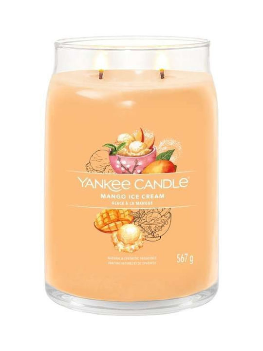 Yankee Candle Scented Soy Candle Jar with Scent Mango Ice Cream Orange 567gr 1pcs