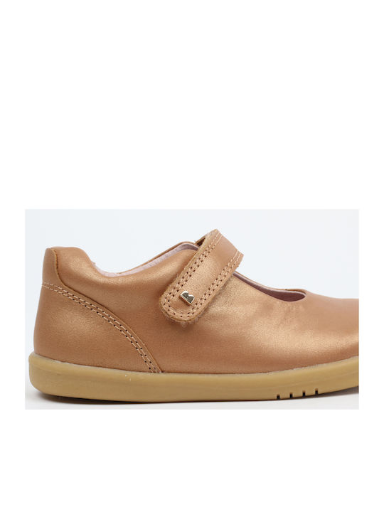 Balerini copii with Hoop & Loop Closure Leather Brown