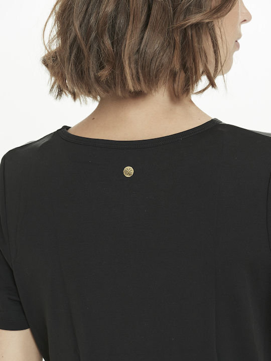 Γυναικείο Αθλητικό Crop T-shirt Μαύρο.
