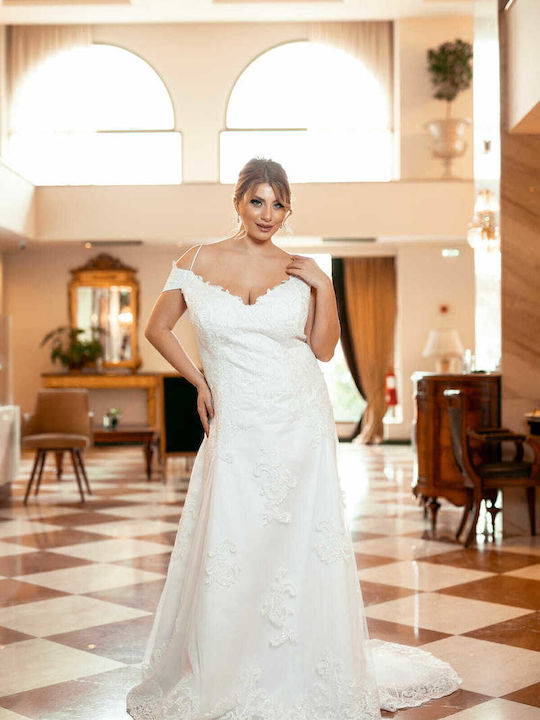 RichgirlBoudoir Maxi Wedding Dress Off-Shoulder with Lace White