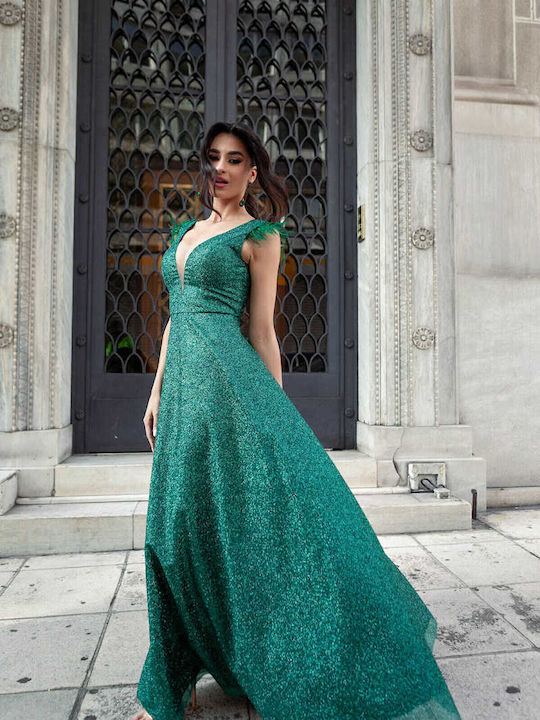Summer Maxi Dress for Wedding Christening Green 10155 005