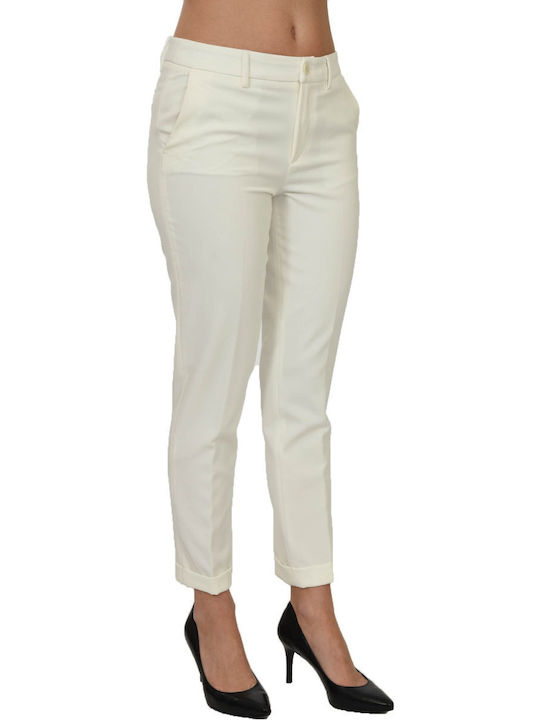 Liu Jo Damen Chino Hose in Gerader Linie Sub-white