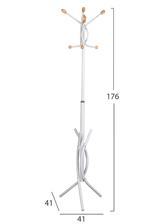 HomeMarkt Metallic Coat Rack White 41x41x176cm