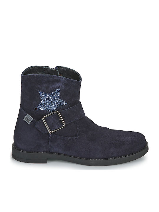 Leather Kids Boots Navy Blue