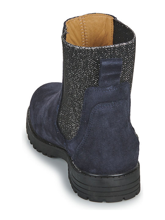 Leather Kids Boots Navy Blue