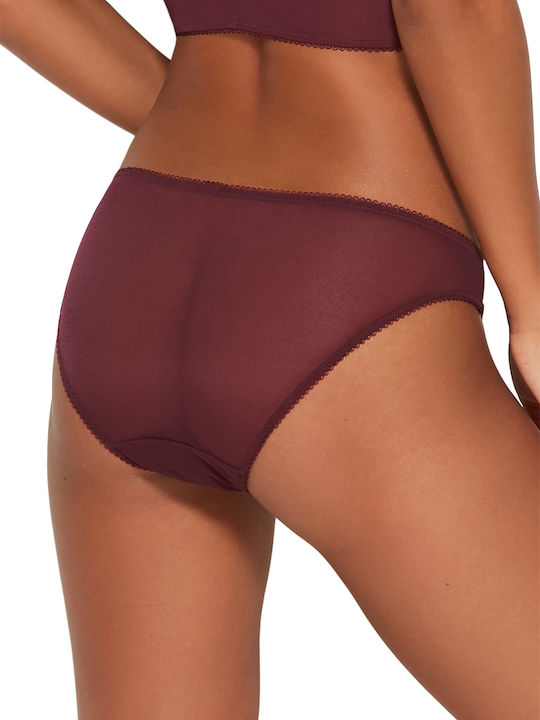 Gossard Superboost Femeie Alunecare cu Dantelă Burgundy