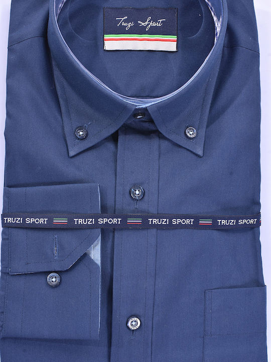 Cu mânecă lungă Cămașă Navy Blue