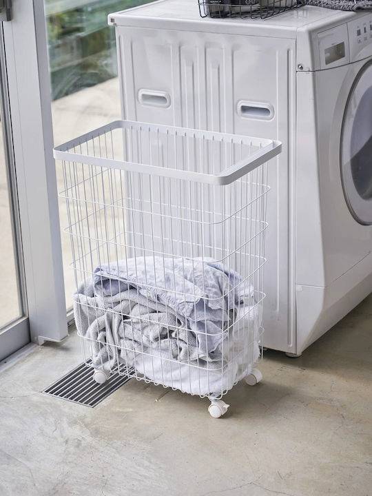 Yamazaki Laundry Basket Metallic 46.5x28x61cm White