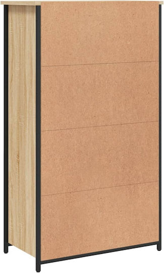 Vitrină Suspendată pentru Sufragerie din Placă Aglomerată, Stejar Sonoma, cu Geam, 62x32x106.5cm