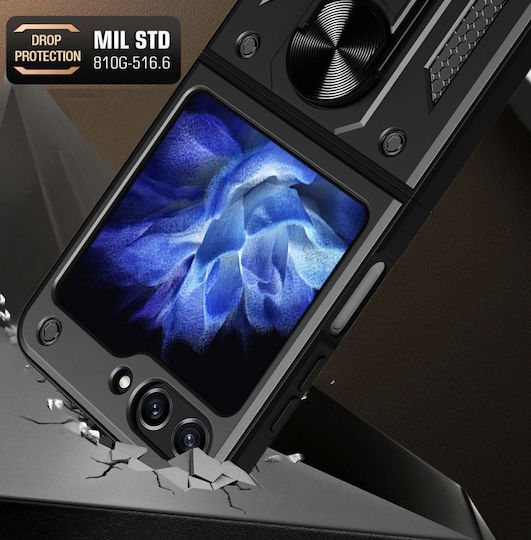 Hurtel Hybrid 360 Full Cover Tempered Glass Μαύρο (Galaxy Z Flip)
