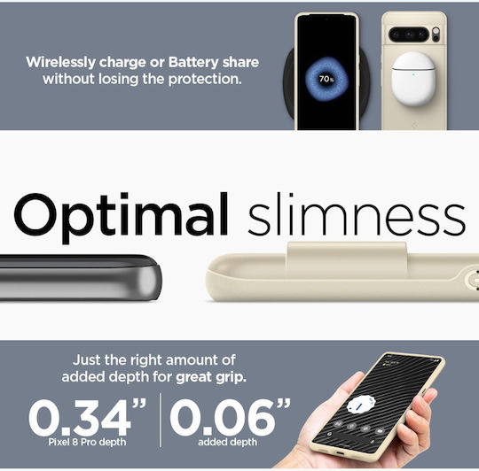 Spigen Thin Fit Back Cover Silicone / Plastic Beige (Google Pixel 8 Pro)