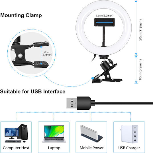 Puluz Light Led Ring Light 20cm with Mobile Holder