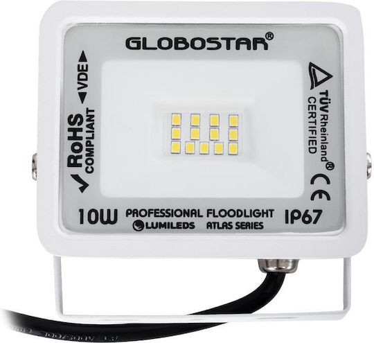 GloboStar Atlas Wasserdicht LED Flutlicht 10W Natürliches Weiß 4500K IP67