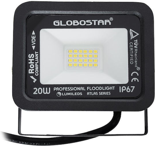 GloboStar Atlas Waterproof LED Floodlight 20W Natural White 4500K IP67