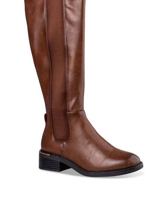 Envie Shoes Synthetic Leather Riding Boots Brown