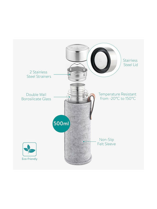 Navaris Bottle Glass with Screw Cap Transparent 500ml