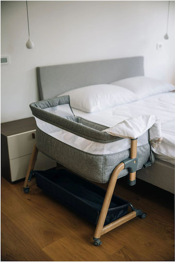 FreeOn Cradle with Mattress, Side Opening, and Wheels Gray