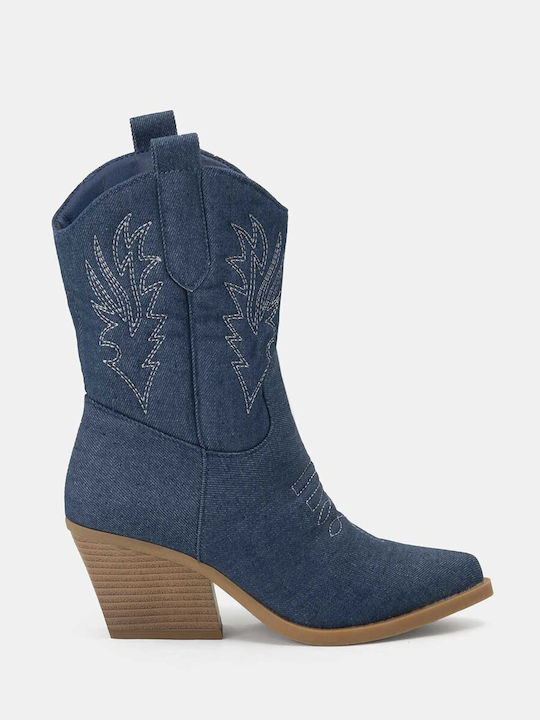 Bozikis Women's Cowboy Boots with Medium Heel Blue