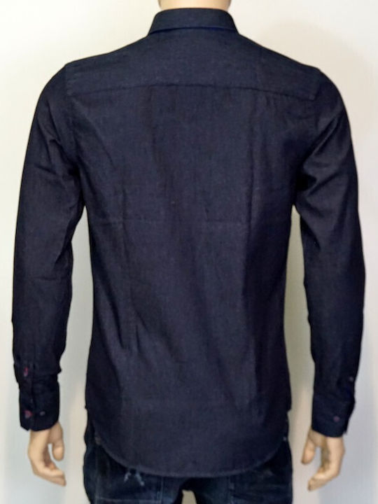 Garage Fifty5 Men's Shirt Long Sleeve Navy Blue