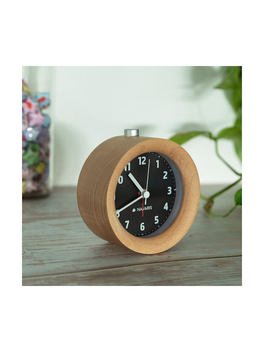 Navaris Navaris Tabletop Clock with Indicators Wooden with Alarm Clock Black