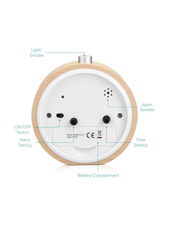 Navaris Navaris Tabletop Clock with Indicators Wooden with Alarm Clock Black