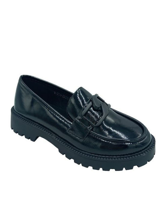 Adam's Shoes Patent Leather Women's Loafers in Black Color