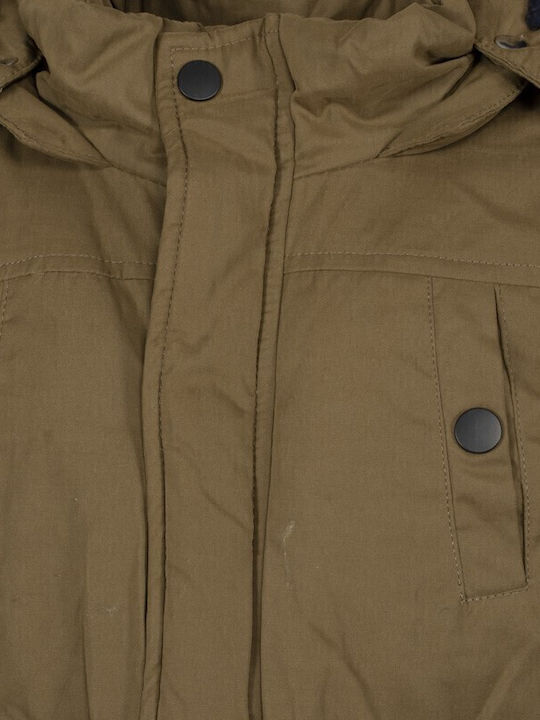 Kinder Parka Lang mit Futter & Kapuze Khaki