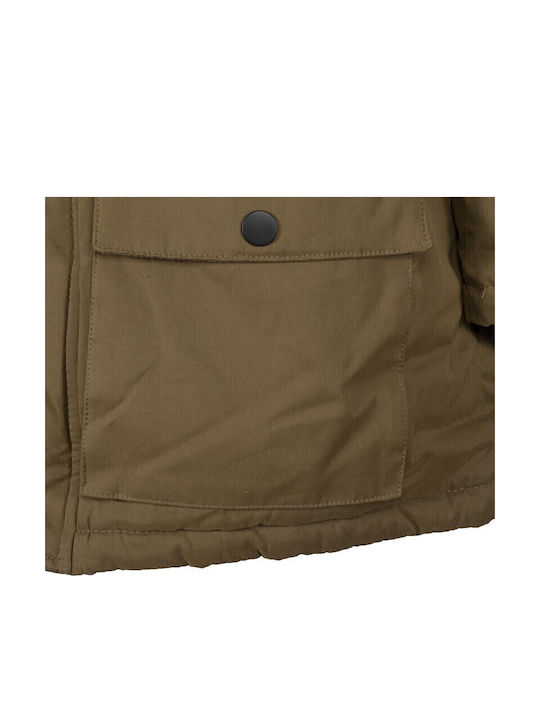 Kinder Parka Lang mit Futter & Kapuze Khaki