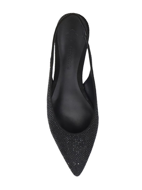 Fabric Slingback Ballerinas With strap Black