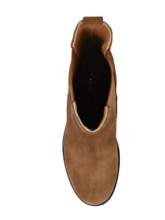 Leather Women's Ankle Boots Tabac Brown