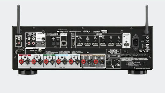 Denon AVR-X1800H Home Cinema Amplifier 4K/8K 7.2 Channels 80W/8Ω 175W/6Ω with HDR and Dolby Atmos Black