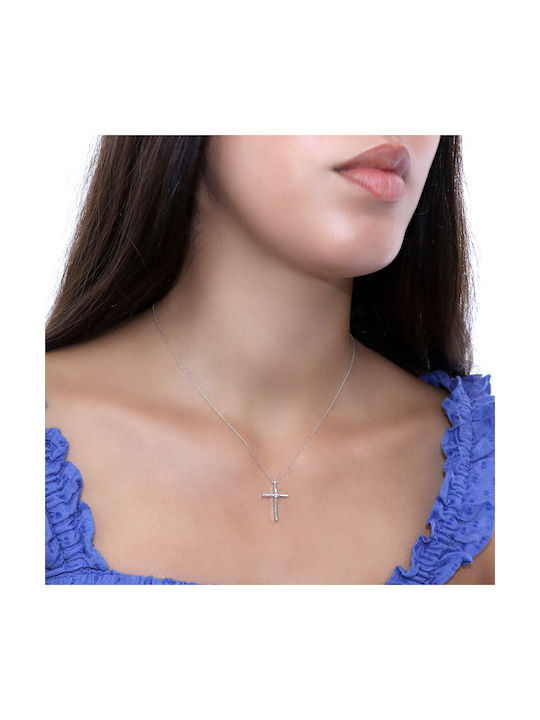 Fa Cad'oro Weißgold Kreuz 18K mit Kette