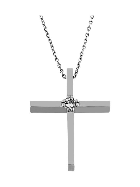 Fa Cad'oro Weißgold Kreuz 18K mit Kette