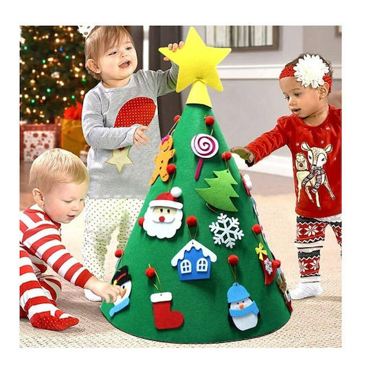 Christmas Decorative Fabric Tree 70cm Adorned Green