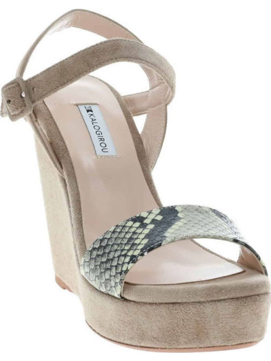 Damenplattformen Beige