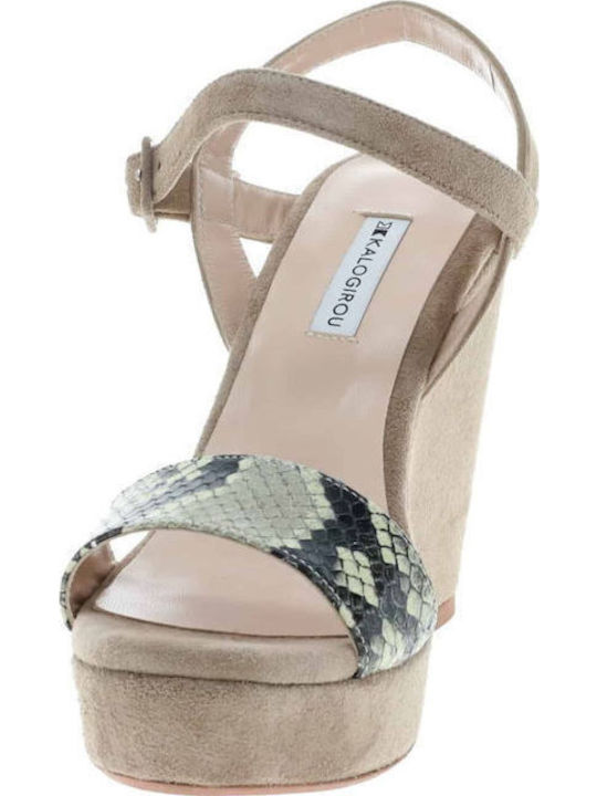 Damenplattformen Beige