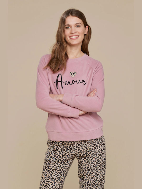 Noidinotte De iarnă Set Pijamale pentru Femei Fleece Rose