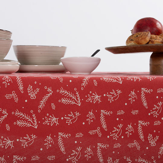 Nef-Nef Homeware Χριστουγεννιάτικο Τραπεζομάντηλο Υφασμάτινο Κόκκινο 180x140εκ.