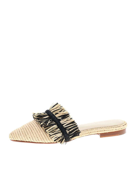 Flat Mules Nude/Μαύρο