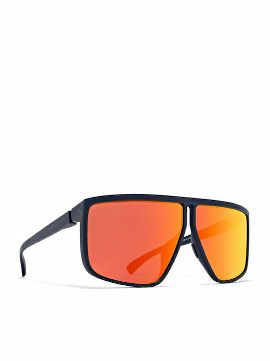 Mykita Unisex Sunglasses with Black Plastic Frame and Red Mirror Lens