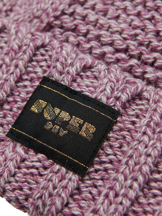 Superdry Cable Knit Beanie Frauen Beanie Gestrickt in Flieder Farbe