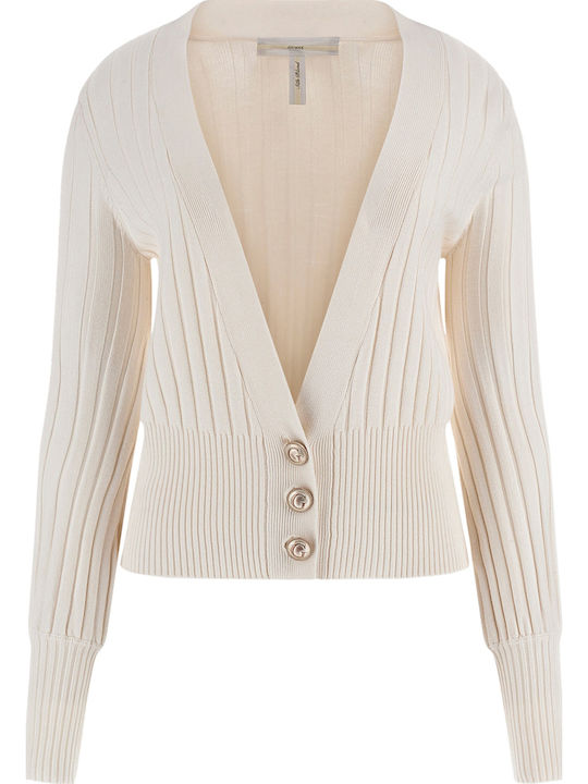 Jachetă de damă tricotată Cream White