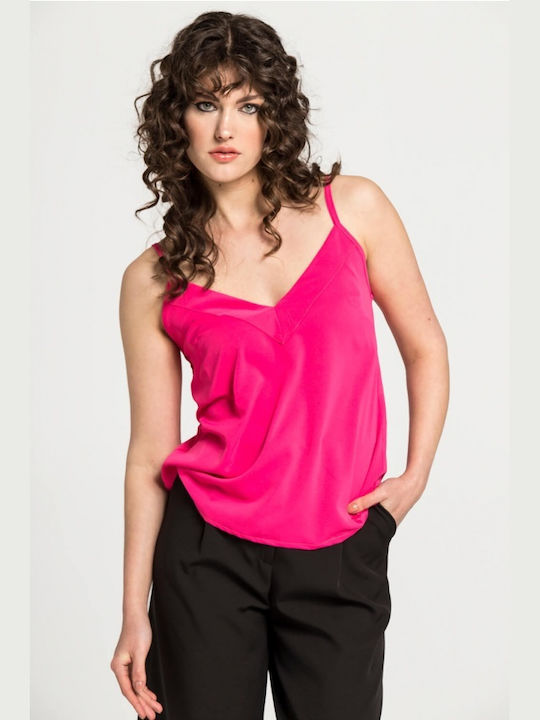 Matis Fashion pentru Femei Crop Top cu Bretele Fuchsia