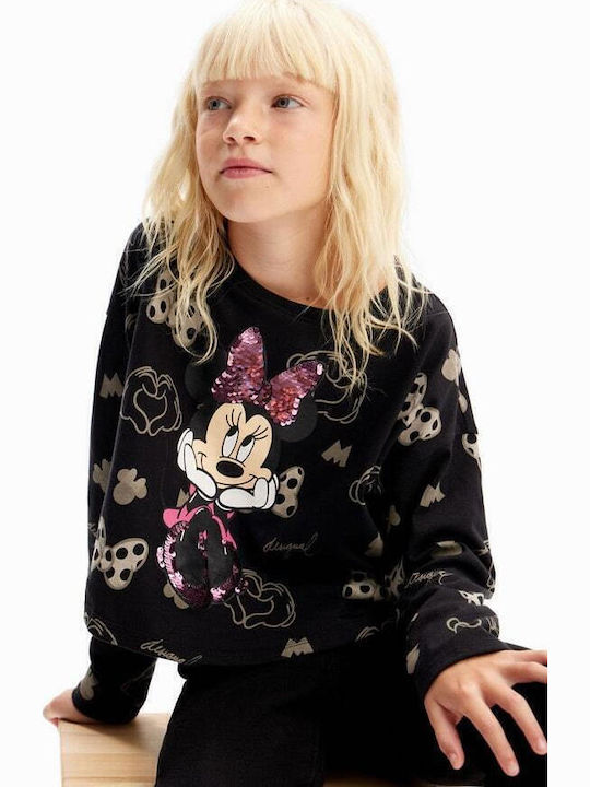 Kids' Shirt Long Sleeve Black Minnie Mouse